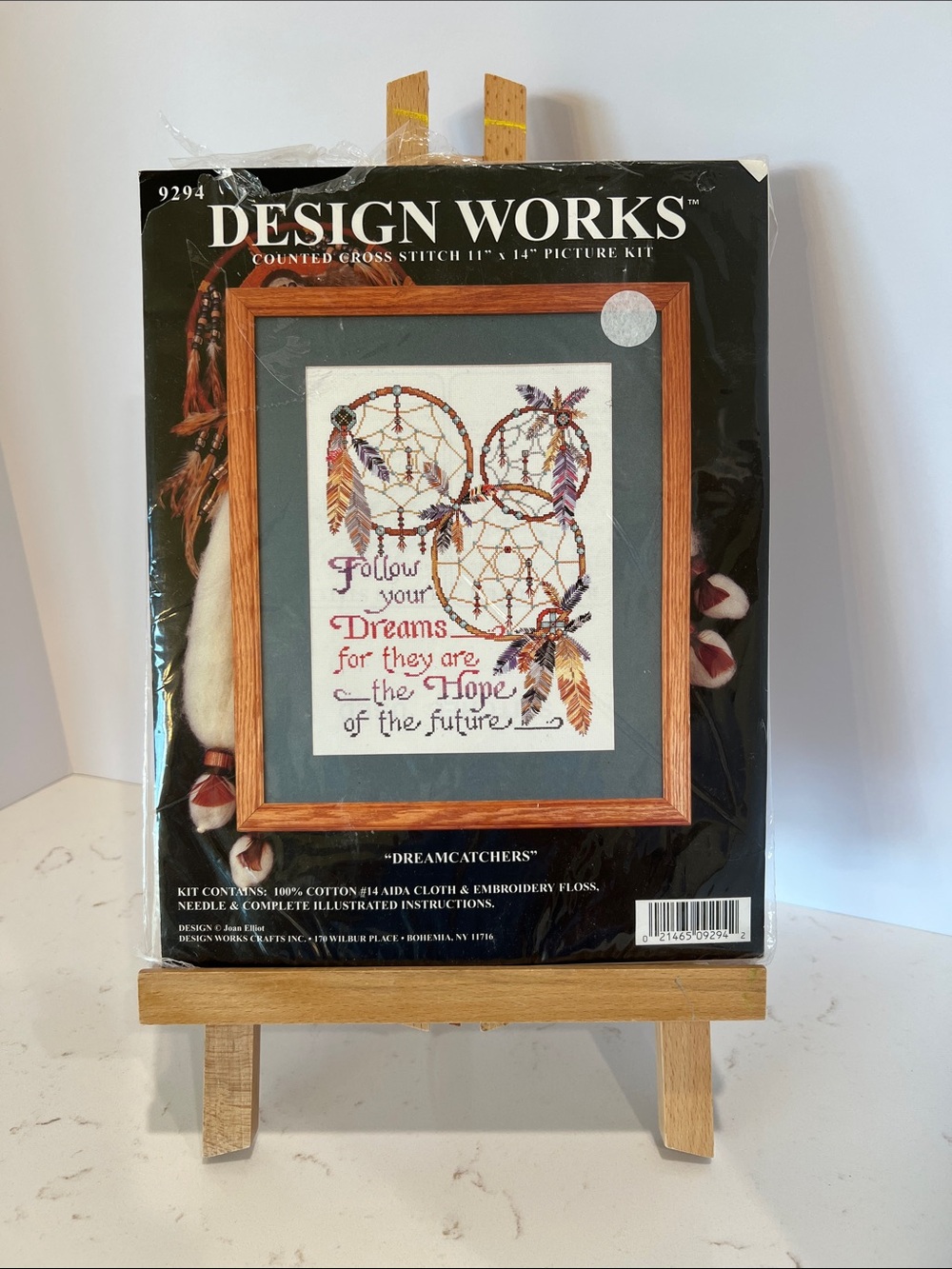 Dreamcatcher Feather Follow Your Dreams Cross Stitch Kit 11x14 Design Works - Picture 3 of 5